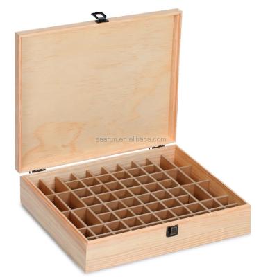 China Handmade Essential Oil Wood Box Organizer Wood Holds 68 Bottles 10ml and 15ml Roll Bottles Quality Storage Wooden Case for sale