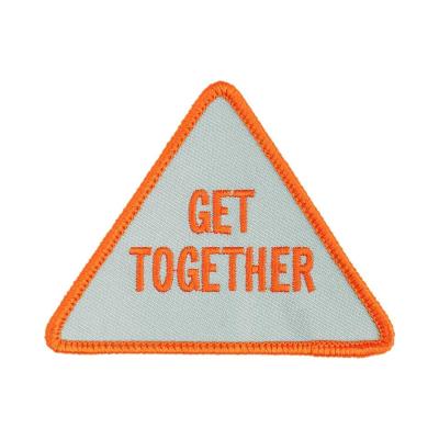 China Viable Fashionable Custom Logo Triangle Letter Shape Iron On Embroidery Patches For Apparel for sale