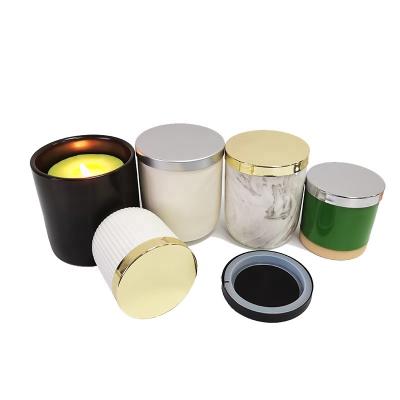 China 5oz 7oz 10oz 12OZ Empty Candle Container Modern Ceramic Candle Holders Bulk Ships Ceramic Jar With Metal Lid for sale