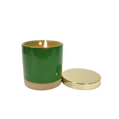 China Modern Wholesale Ceramic Candle Jar With Metal Lid Container Custom Empty Scented Candle Holders Decoration for sale