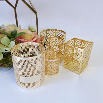 China Gold Series Luxury Logo Candlestick Decoration Customizable Metal Candle Holder for sale