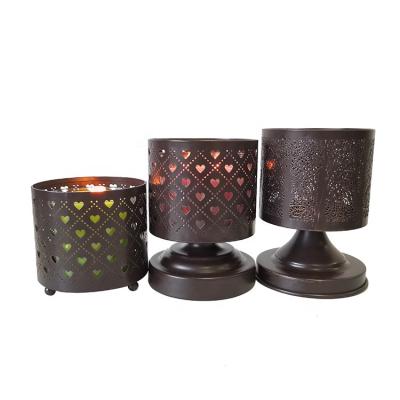 China Modern Matte Black Matched With Glass Candle Jar Metal Iron Candle Holder Home Decor Metal Candle Holder New Product for sale