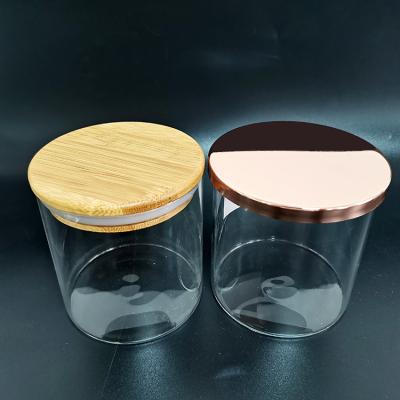 China Factory Direct Selling Top Series Home Decoration 600ml 22OZ Glass Jars Metal Transparent Glass Lid for sale