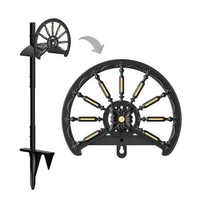 China Detachable Free Standing Roman Pattern Water Hose Reel Aluminum Alloy Anti-Abrasion Garden Hose Holder Die-casting Hanger for sale