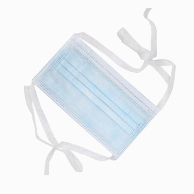 China 3 Ply Tie On Face Mask Triple-Layer Filtration Disposable Face Masks With Nose Clip Tie On Medical Face Mask In Stock for sale