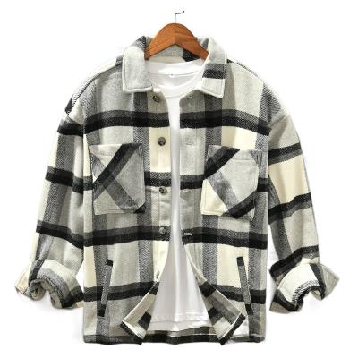 China Other Factory Custom Plus Size Plaid Lapel Youth Fashion Loose Top Plus Size Men for sale