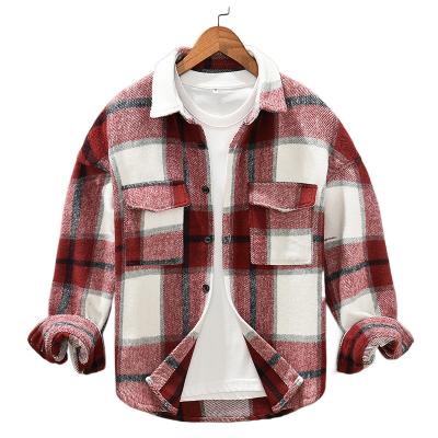 China Other All Popular Classic Pocket Large Size Decorative Top Large Size Lapel Youth Lapel Trend Plaid Coat Men for sale