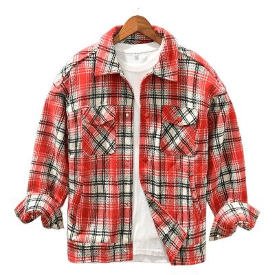 China Other Cheap Custom Popular Coat Youth All-match Factory Leisure Loose Lapel Plaid Warm On Young Men's Clothing for sale