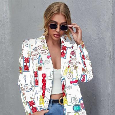 China High Grade America Street Style Women Costume Coat Graffiti Multi Color Anti-Wrinkle Suit Coat for sale