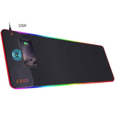 China 10W Large Luminous Rubber Gaming RGB LED Durable Wireless Charging Extended Mouse Pad for sale