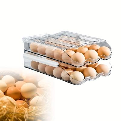 China 2 Layers Viable Egg Holder For Refrigerator, Large Capacity Egg Dispenser Egg Storage Container With Lid for sale