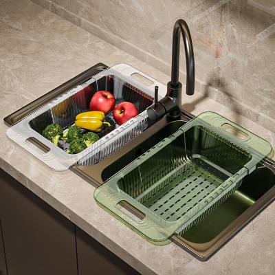 China Wholesale Viable Multifunctional Retractable Expandable Sink Rack Drain Basket Kitchen Vegetable Household for sale