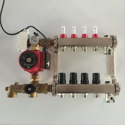 China Modern stainless steel underfloor heating manifold with mixing valve and pump for sale