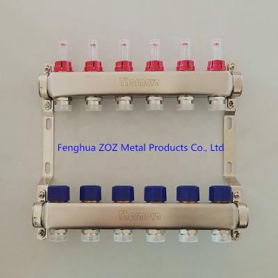 China Modern 6 port underfloor heating manifold of stainless steel for sale