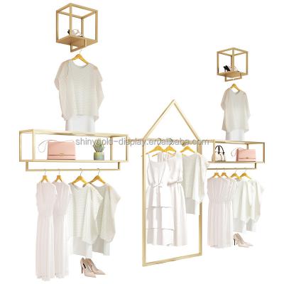 China Clothing Store Lady Boutique Store Furniture Standing Wall Clothing Display Rack for sale