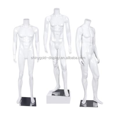 China For Male Headless Display Chandelier Fiberglass Mannequin Mannequin Store Model Guangzhou FPR Clothing Display Full Body White Man for sale