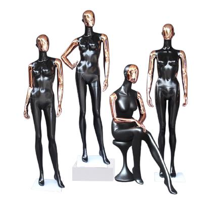 China For Clothing Show Fiberglass Adult Women Clothing Chrome Head Rose Gold Hand Female Full Body High End Mannequin For Dress for sale