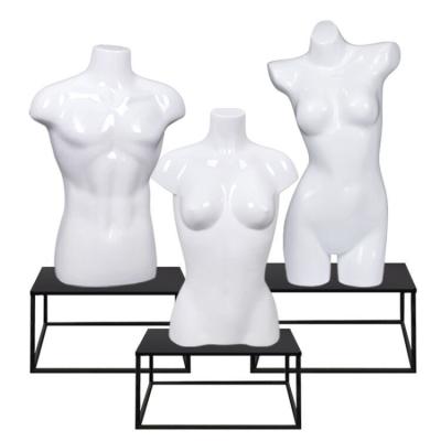 China For Matte Black White Muscle Fiberglass Women Female Upper Body Mannequin Headless Dressing Display Mannequin for sale