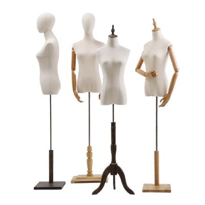 China For Female Dressmaker Dummy Dress Form Half Body Dummy Dressing Display Half Body With Arm Wooden Mannequin Torso for sale