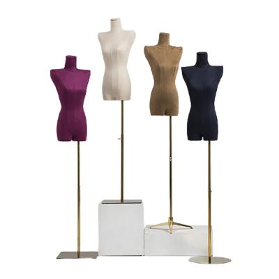 China For Flexible Stand Upper Hand Mannequin Clothing Display Velvet Body Mannequin Torso Dress Form Clothes Display for sale