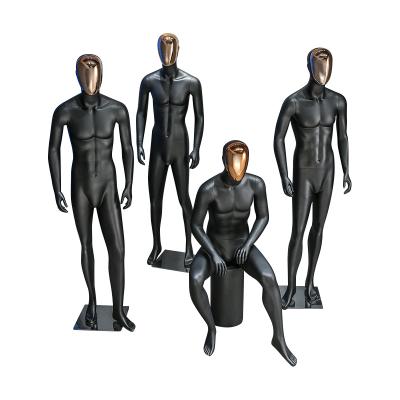 China For Clothing Display Shop Stand Mannequins Muscle Man Chrome Model FRQ Show Full Body Black Fiberglass Mannequin Male For Costumes for sale