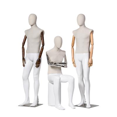 China For Clothing Display Fashion Boutique Clothing Store Full Body Cloth Male Mannequin Clothes Display With Wooden Arm for sale