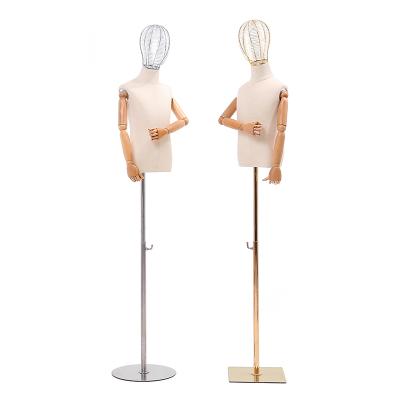 China For children clothing rack wire head model props half body window display stand male and female children clothing store iron base for sale