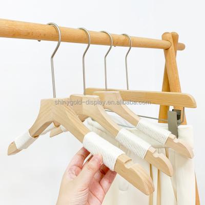 China Minimalist Customized Clothing Store Coat Hanger Manufacturer Solid Wood Luxury Custom Wooden Non Slip Clothes Hanger With Hooks for sale