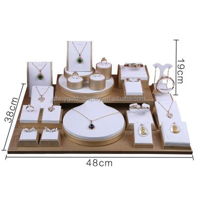 China Ring Stand Display Sets For Business Jewelry Store Suede Showcase Counter Velvet Counter Jewelry Display Wholesale Jewelry Display for sale