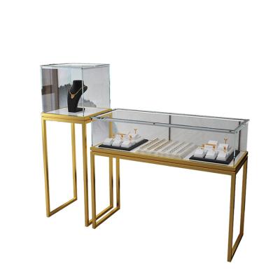 China Jewelry Customized Store Glass Jewelry Showcase Fully Assembled Showroom Display Case Streamline Jewelry Standard Soft Cabinet for sale