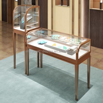 China Jewelry Showcase Custom Floor-standing Metal Glasses Shop Display Stand Led Lightweight Glass Display Cabinet Jewelry Display Rack for sale