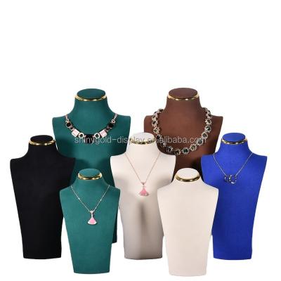 China Wholesale Luxury Reusable Microfiber Bust Jewelry Mannequins Jewelry Display Stand For Necklace Jewelry Showcase Display for sale