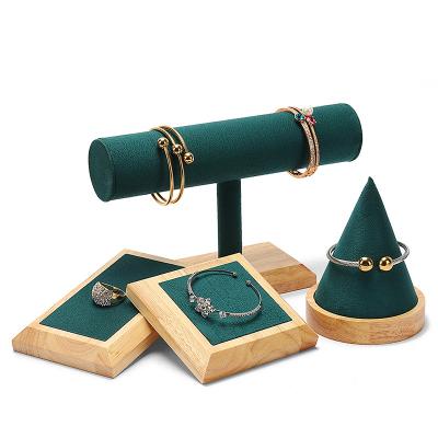 China Creative Tapered Green Solid Wood Watch Bracelet/Bangle Holder Jewelry Shelf Store Counter Display Display Props for sale