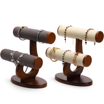 China Wholesale Wooden Wooden Bracelet/Watch Stand T BAR Watch Bracelet Necklace Jewelry Display Stand Earring Storage Racks For Women for sale