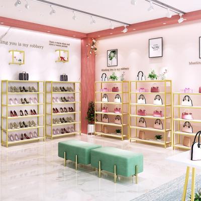 China Shops commercial floor standing advertising boutique shoe racks retail display stand handbag shoe rack racks for stores display for sale