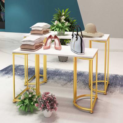 China Factory Outlet Gold Color Shop Furniture Metal Display Table Directly for sale