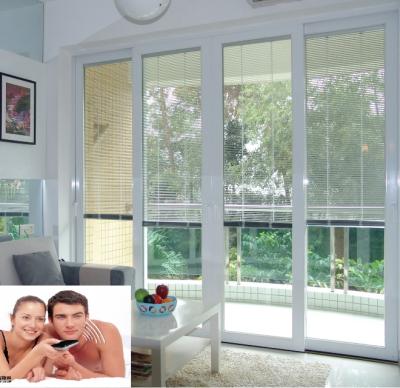 China Venetian built-in glass blinds with motorized operation for sale