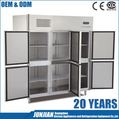 China Double-temperature 6 doors commercial refrigerator and kitchen refrigeration equipment for commercial stainless steel refrigerator for sale