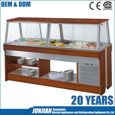 China Island Salad Bar Type Slide-Door Single-Temperature Buffet Salad Display Refrigerator Used for sale