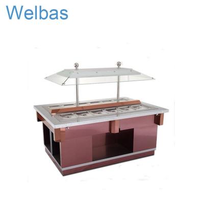 China Single-temperature buffet marble display cooler/refrigerated salad bar counter/open showcase refrigerator for sale