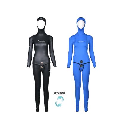 China BESTDIVE Yamamoto Neoprene Women Two Piece Classic Wetsuits 3mm Reversible Antibacterial Hooded SCS Long Sleeve For Freediving for sale