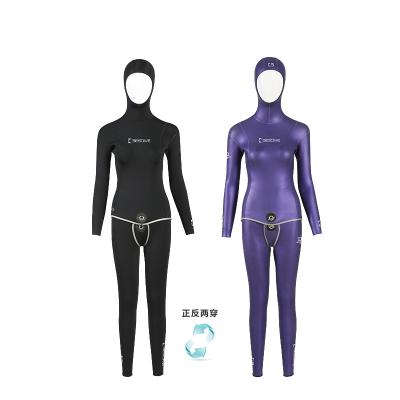 China BESTDIVE Yamamoto Neoprene Women Two Piece Classic Wetsuits 3mm Reversible Antibacterial Hooded SCS Long Sleeve For Freediving for sale