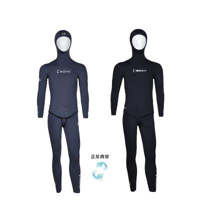 China BESTDIVE Yamamoto Neoprene Men's Classic Two-Piece Stretch Nylon Wetsuits 3mm Long Reversible Antibacterial Hooded Sleeve for Freediving for sale