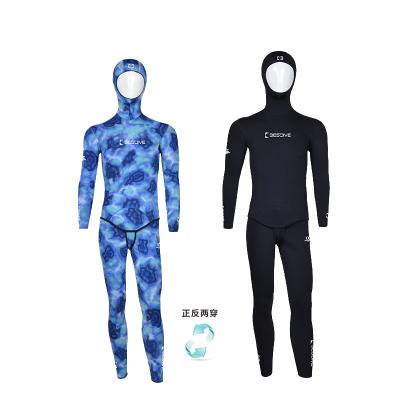 China BESTDIVE Yamamoto Neoprene Men's Classic Two-Piece Stretch Nylon Wetsuits 3mm Long Reversible Antibacterial Hooded Sleeve for Freediving for sale