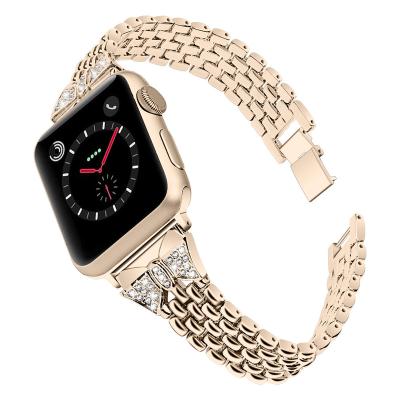 China Fashion Stainless Steel Diamond Watch Strap For Apple Watch Series 1 Stainless Steel Band 2 3 4 5 For Apple Iwatch Adjustable Straps for sale