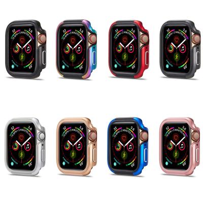 China Colorful Alloy Silicone Watch Case For Apple Watch Series 1 Se 2 3 4 5 6 Metal Cover For Iwatch 38 40 42 44 Fram Protector For Apple Watch Series 1 Se 2 3 4 5 6 for sale