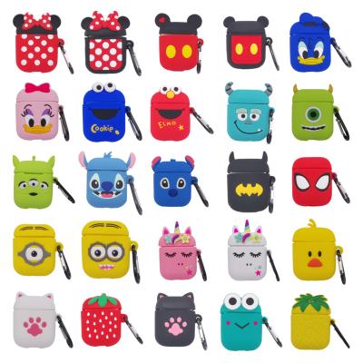 China For Inear Earphone Cute 3D Cartoon Silicone Case For Apple Airpods Earphone Soft Bag For Airpods 2 Earbuds Wireless Shockproof Cover With Key Chain for sale