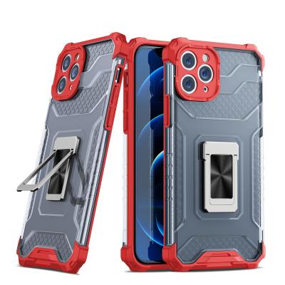 China Anti-fall Armor Phone Case transparent for Iphone 13 12 11 pro X/XS maximum cellphone accessories with Ring Holder Shockproof Cover Accessory for sale