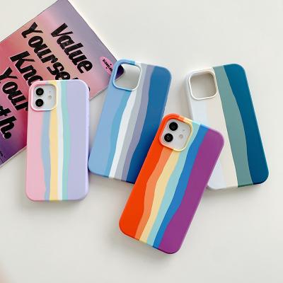 China Fashion Rainbow Color Shockproof Silicone Phone Case For Iphone 6 6s 7 8 plus X XR XS 11 12 pro Max Back Cover With Retail Box Silicone Phone Case for sale