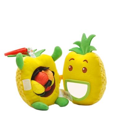 China Soft Baby Worm Eat Avocado Apple Pineapple Baby Car Toy Hanging Soothing Buzzer Bell for sale